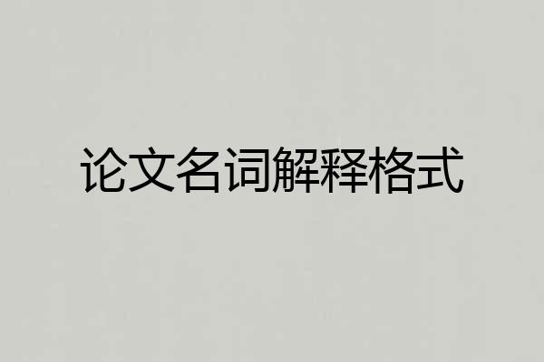 论文名词解释格式
