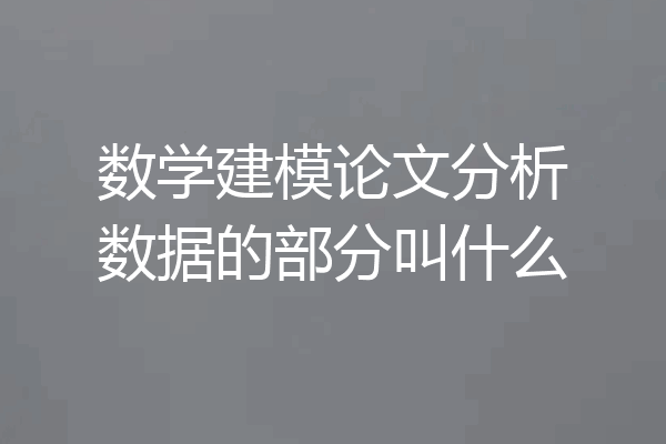 数学建模论文分析数据的部分叫什么