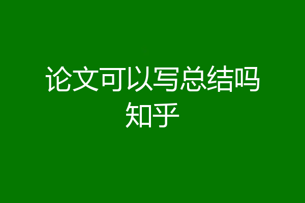 论文可以写总结吗知乎