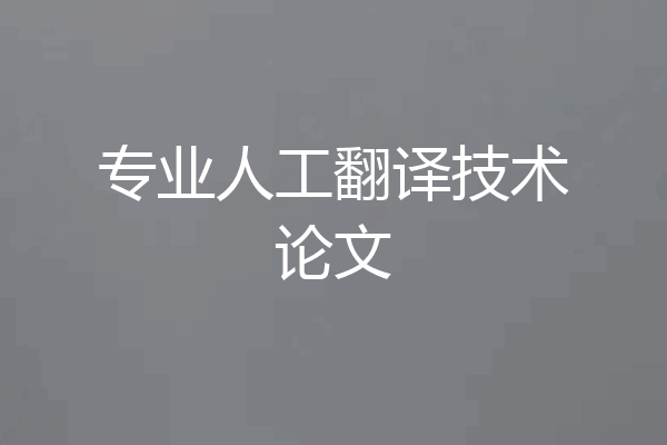 专业人工翻译技术论文