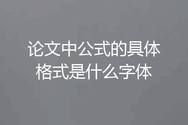 论文中公式的具体格式是什么字体