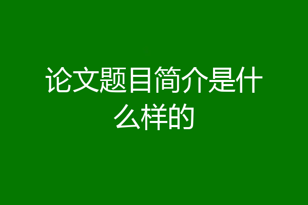 论文题目简介是什么样的
