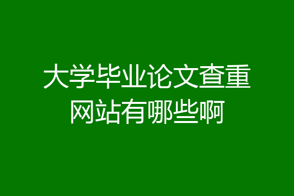 大学毕业论文查重网站有哪些啊
