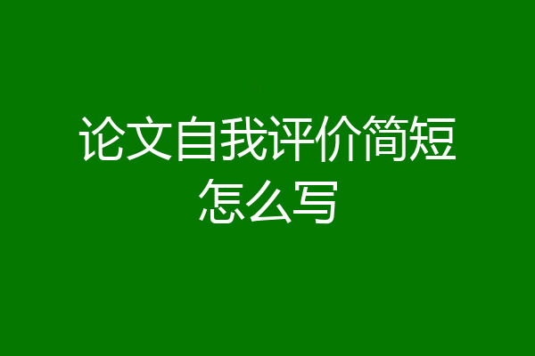 论文自我评价简短怎么写