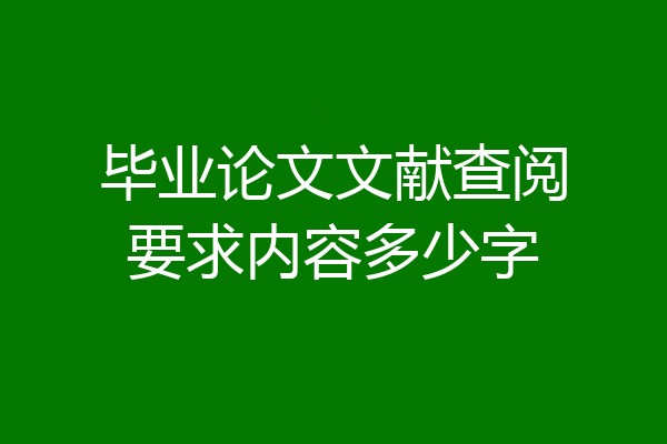 毕业论文文献查阅要求内容多少字
