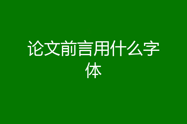 论文前言用什么字体