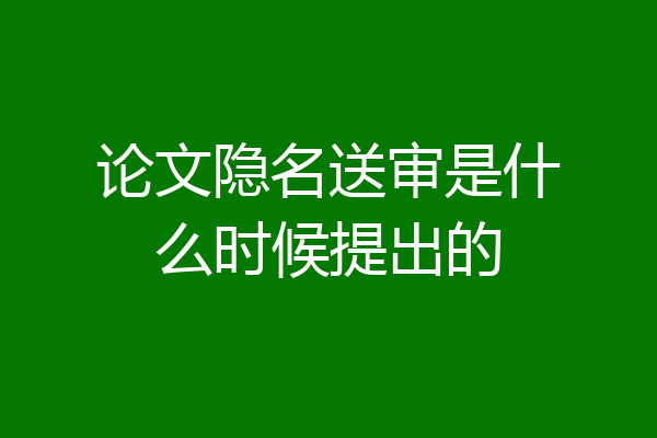 论文隐名送审是什么时候提出的
