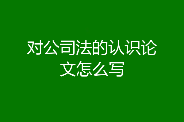 对公司法的认识论文怎么写