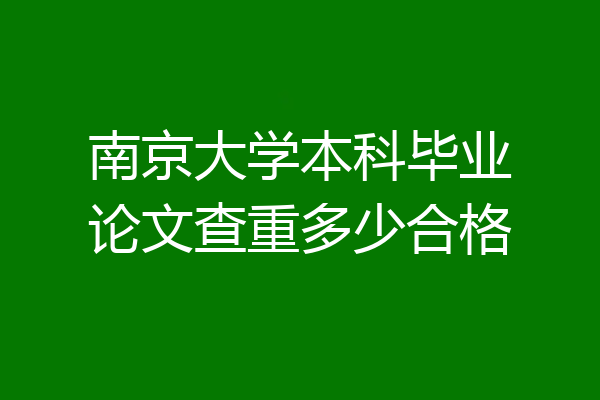 南京大学本科毕业论文查重多少合格