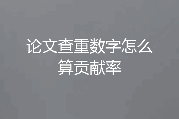 论文查重数字怎么算贡献率