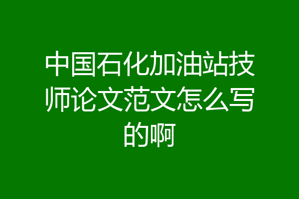 中国石化加油站技师论文范文怎么写的啊