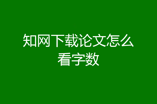 知网下载论文怎么看字数