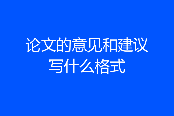 论文的意见和建议写什么格式