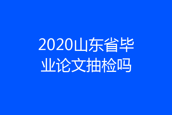 2020山东省毕业论文抽检吗