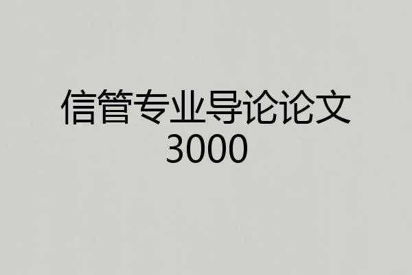 信管专业导论论文3000