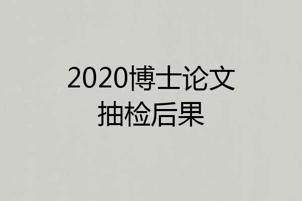 2020博士论文抽检后果