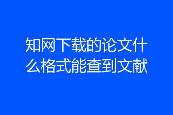 知网下载的论文什么格式能查到文献