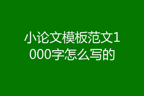 小论文模板范文1000字怎么写的