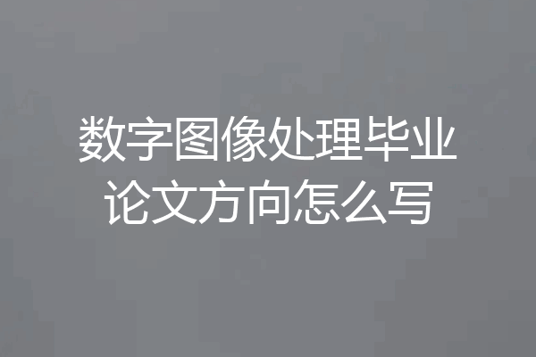 数字图像处理毕业论文方向怎么写