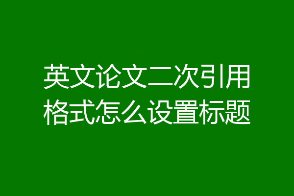 英文论文二次引用格式怎么设置标题