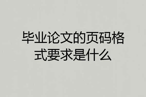 毕业论文的页码格式要求是什么