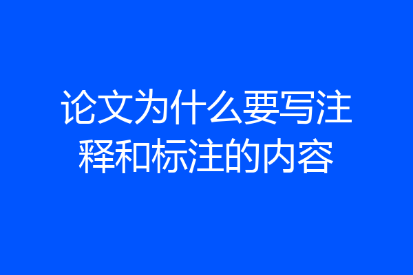 论文为什么要写注释和标注的内容