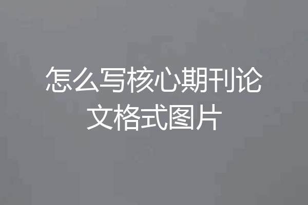 怎么写核心期刊论文格式图片