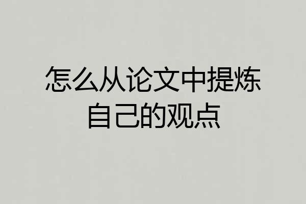 怎么从论文中提炼自己的观点
