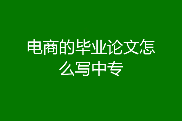 电商的毕业论文怎么写中专