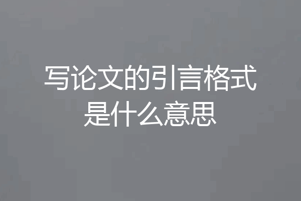 写论文的引言格式是什么意思