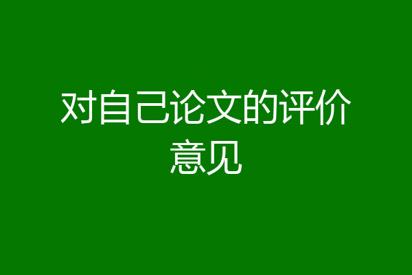 对自己论文的评价意见