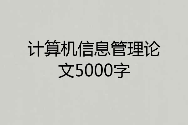 计算机信息管理论文5000字