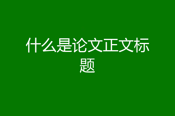 什么是论文正文标题