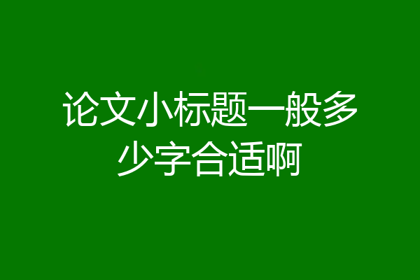 论文小标题一般多少字合适啊