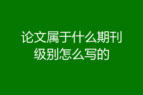 论文属于什么期刊级别怎么写的